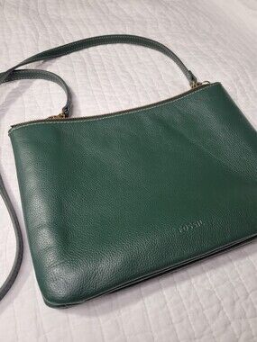 Fossil Green Leather Crossbody Bag